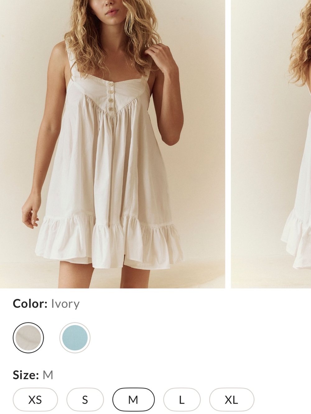 Free People Ivory Ruffle Babydoll Mini Dress